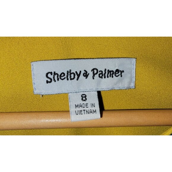 Shelby & Palmer Green Bell Sleeve Shift Dress With Yellow Lining Size 8 - Picture 3 of 5
